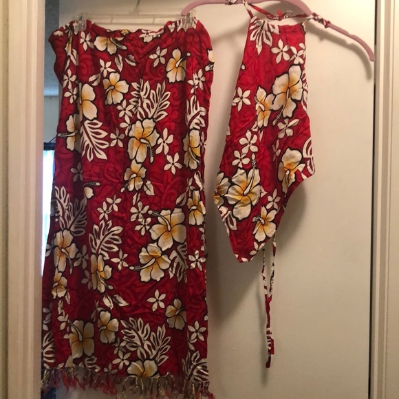 Vintage 80s Hawaii wrap skirt and top - Picture 1 of 4